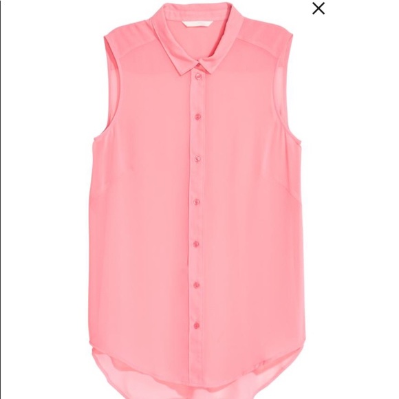 NWT H&M Pink Button Down Sleeveless Blouse - Picture 2 of 8